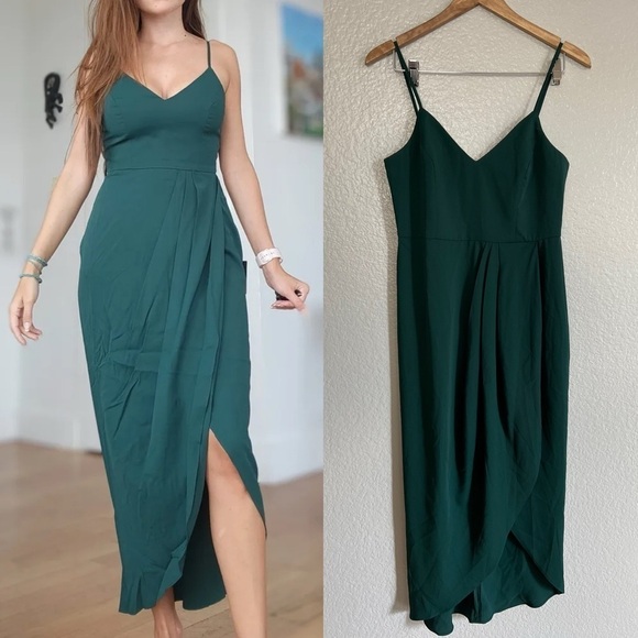 NWOT Reinette Dark Green Midi Dress - Picture 1 of 7